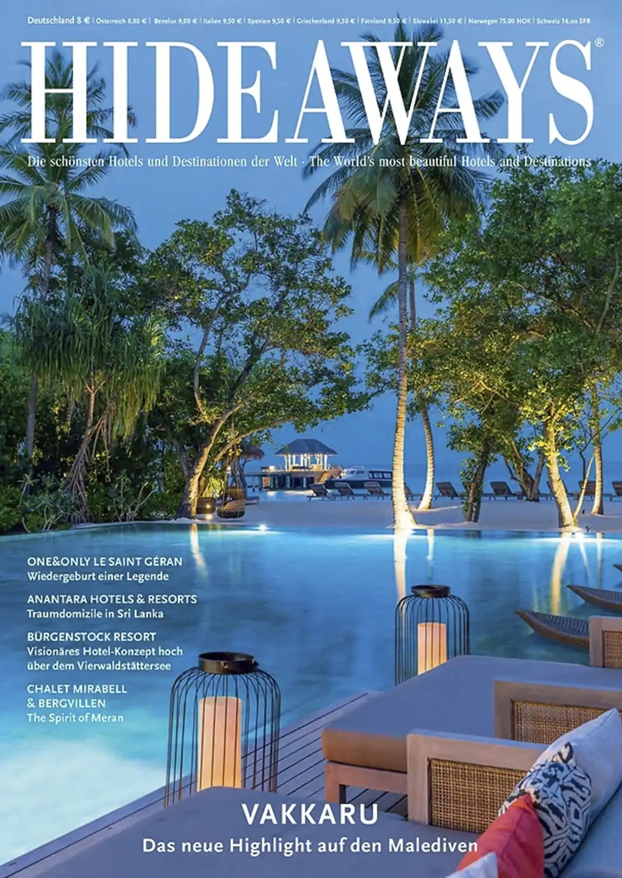 Cover des HIDEAWAYS Magazins, Heft 45, 2018. Das Magazin berichtet über maßgeschneiderte Familienreisen voller Abenteuer und Exklusivität.