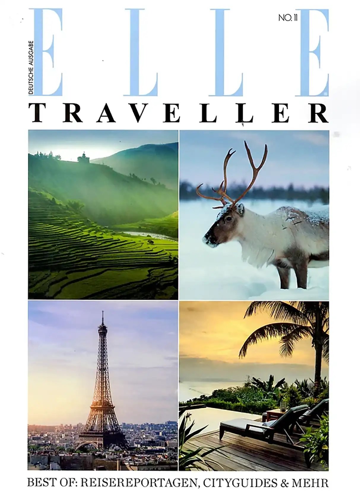 Cover des ELLE TRAVELLER Magazins, Heft Januar, 2019. Das Magazin berichtet über maßgeschneiderte Familienreisen voller Abenteuer und Exklusivität.