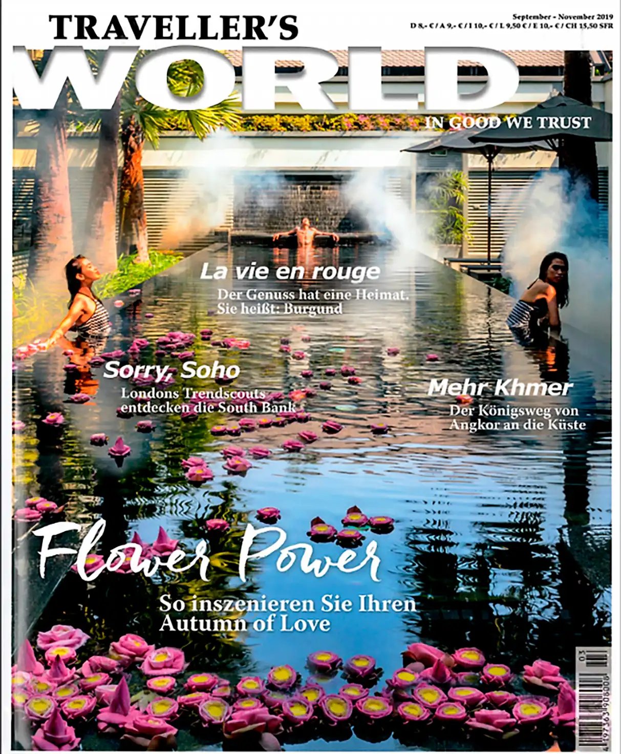 Cover des Traveller's World Magazins, Heft 49, 2019. Das Magazin berichtet über maßgeschneiderte Familienreisen voller Abenteuer und Exklusivität.