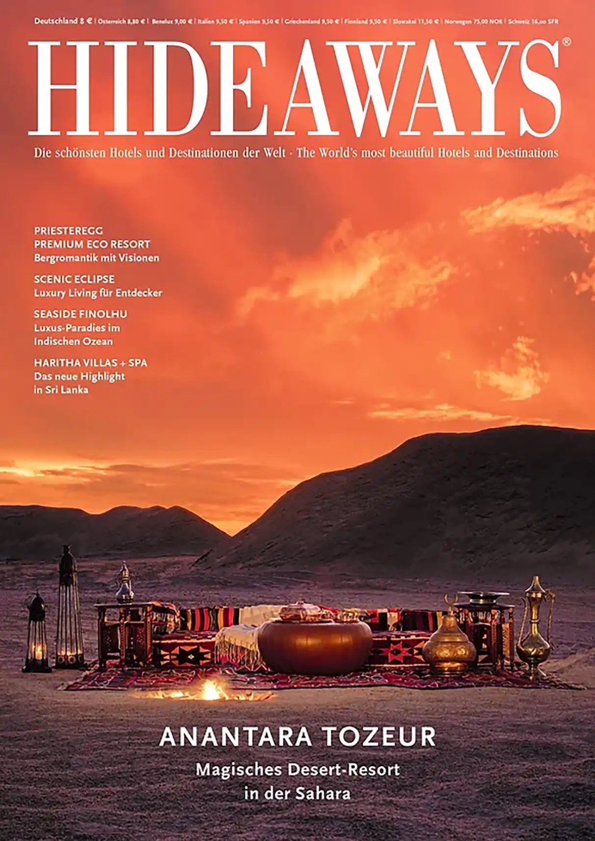 Cover des HIDEAWAYS Magazins, Heft 49, 2020. Das Magazin berichtet über maßgeschneiderte Familienreisen voller Abenteuer und Exklusivität.