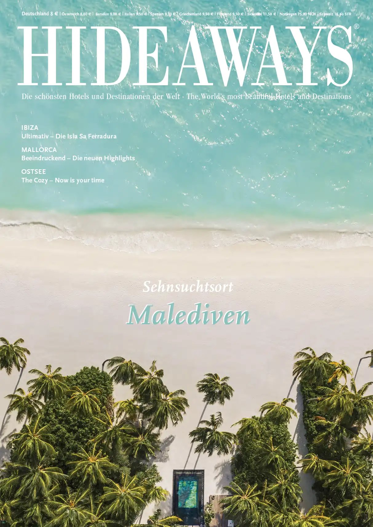 Cover des HIDEAWAYS Magazins, Heft 52, 2021. Das Magazin berichtet über maßgeschneiderte Familienreisen voller Abenteuer und Exklusivität.