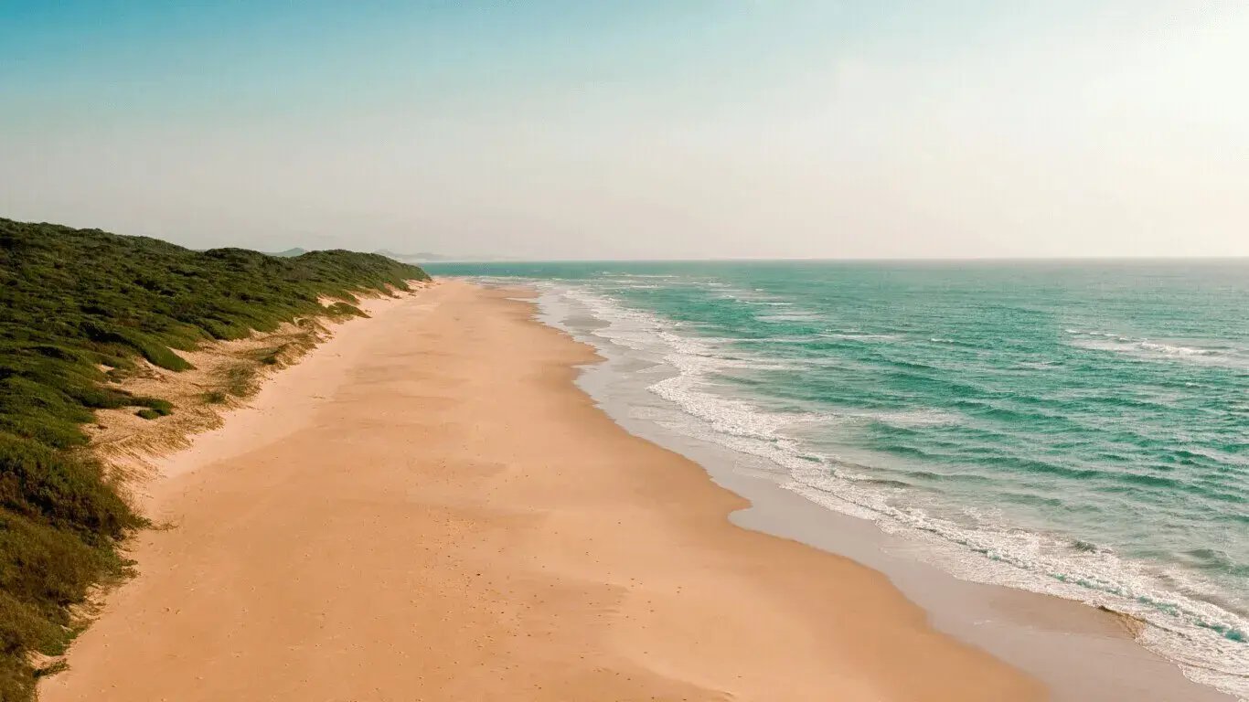 Sandstrand mit türkisblauem Wasser
