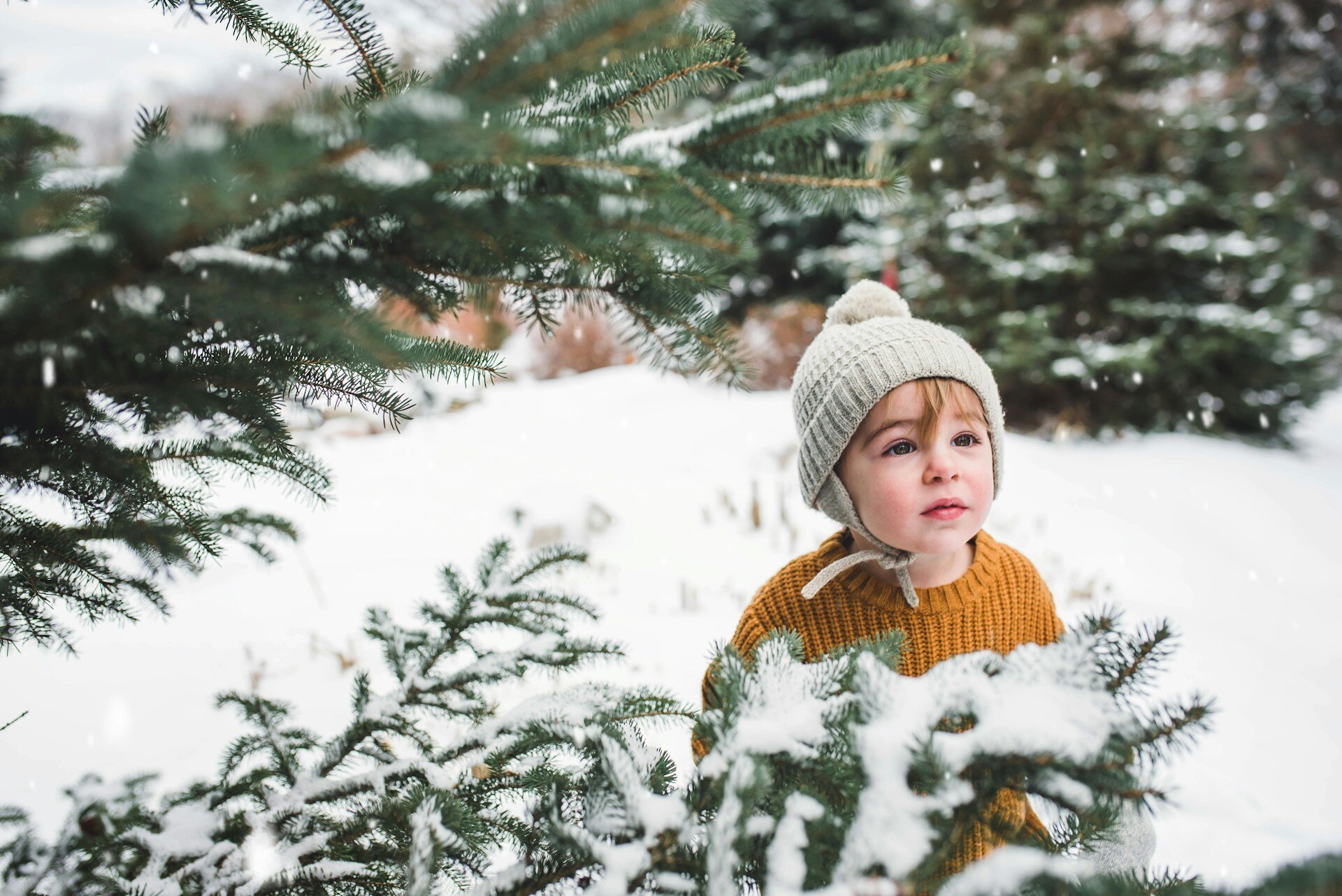 Österreich Kind vor verschneitem Baum-1