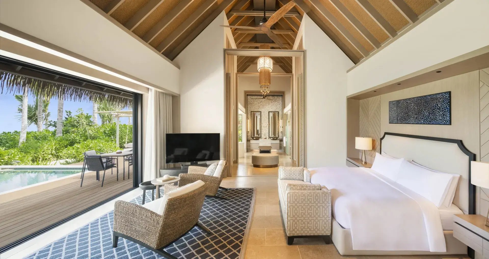 Ithaafushi Private Island Waldorf Astoria Familienluxusreisen TheFamilyProject Schlafzimmer