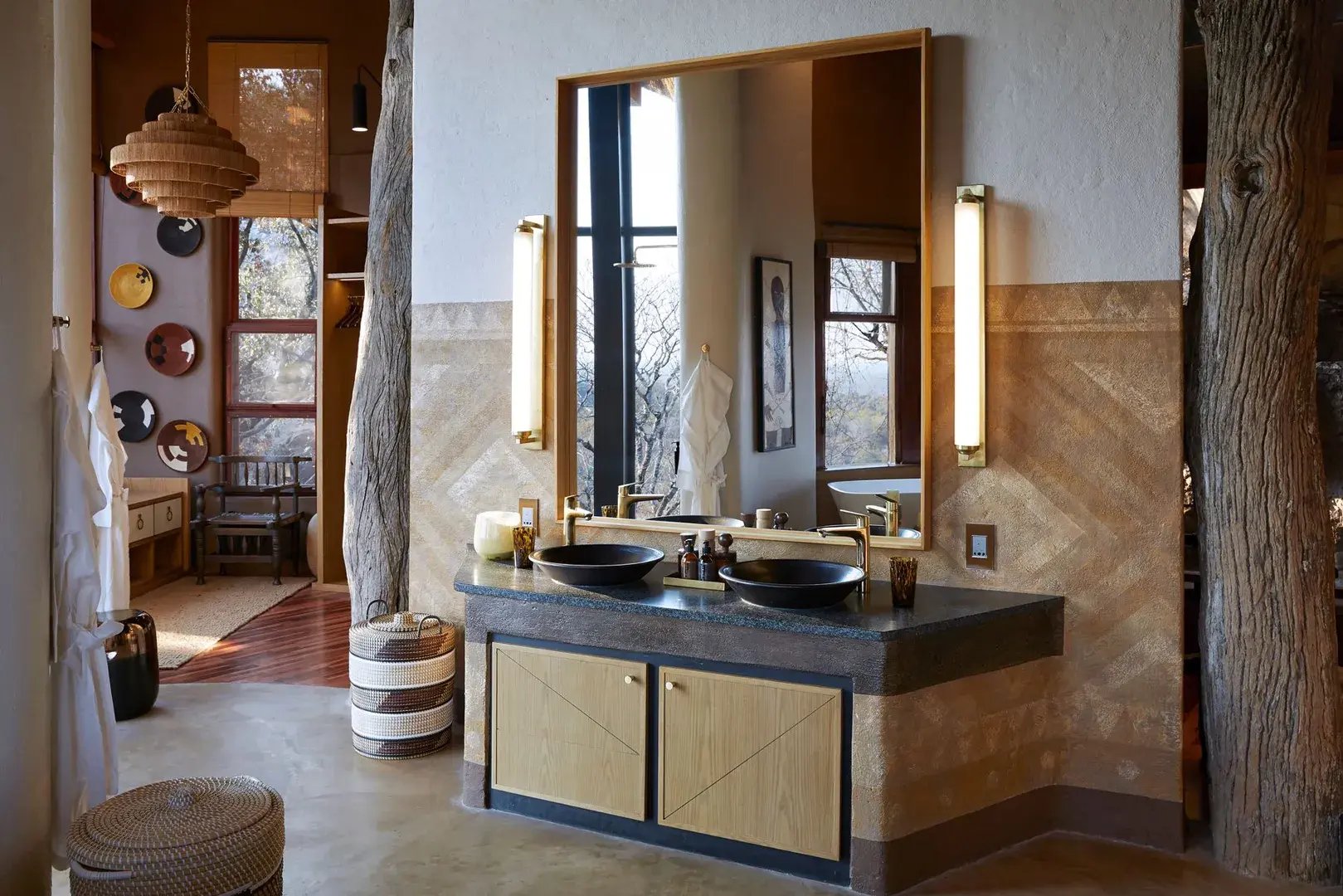Singita Malilangwe Badezimmer mit Waschtisch 