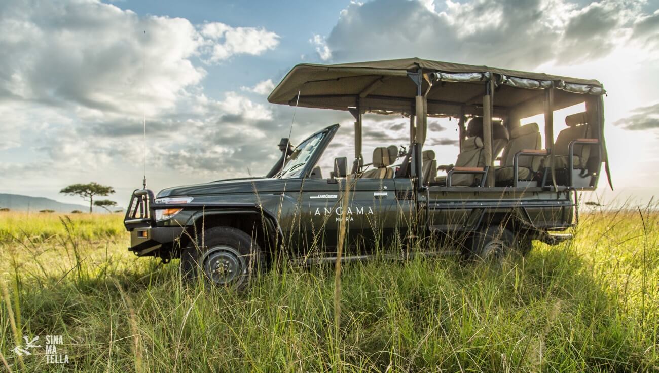 Safarijeep steht in der Savanne