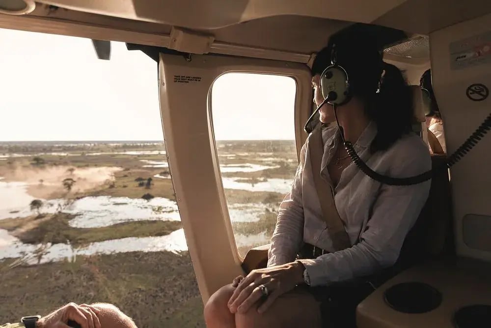 mombo camp botswana helicopter