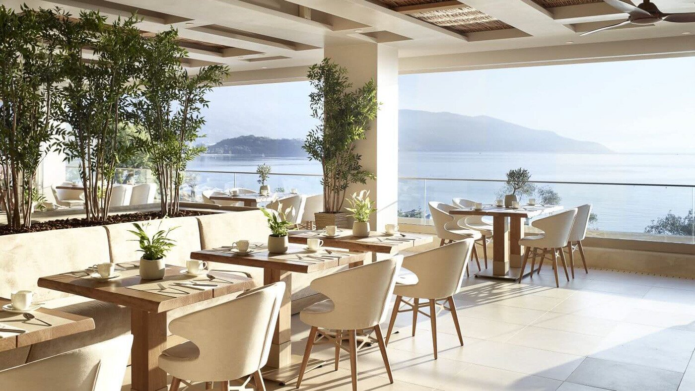 Bar mit lockerer Atmosphäre am Meer gelegen.