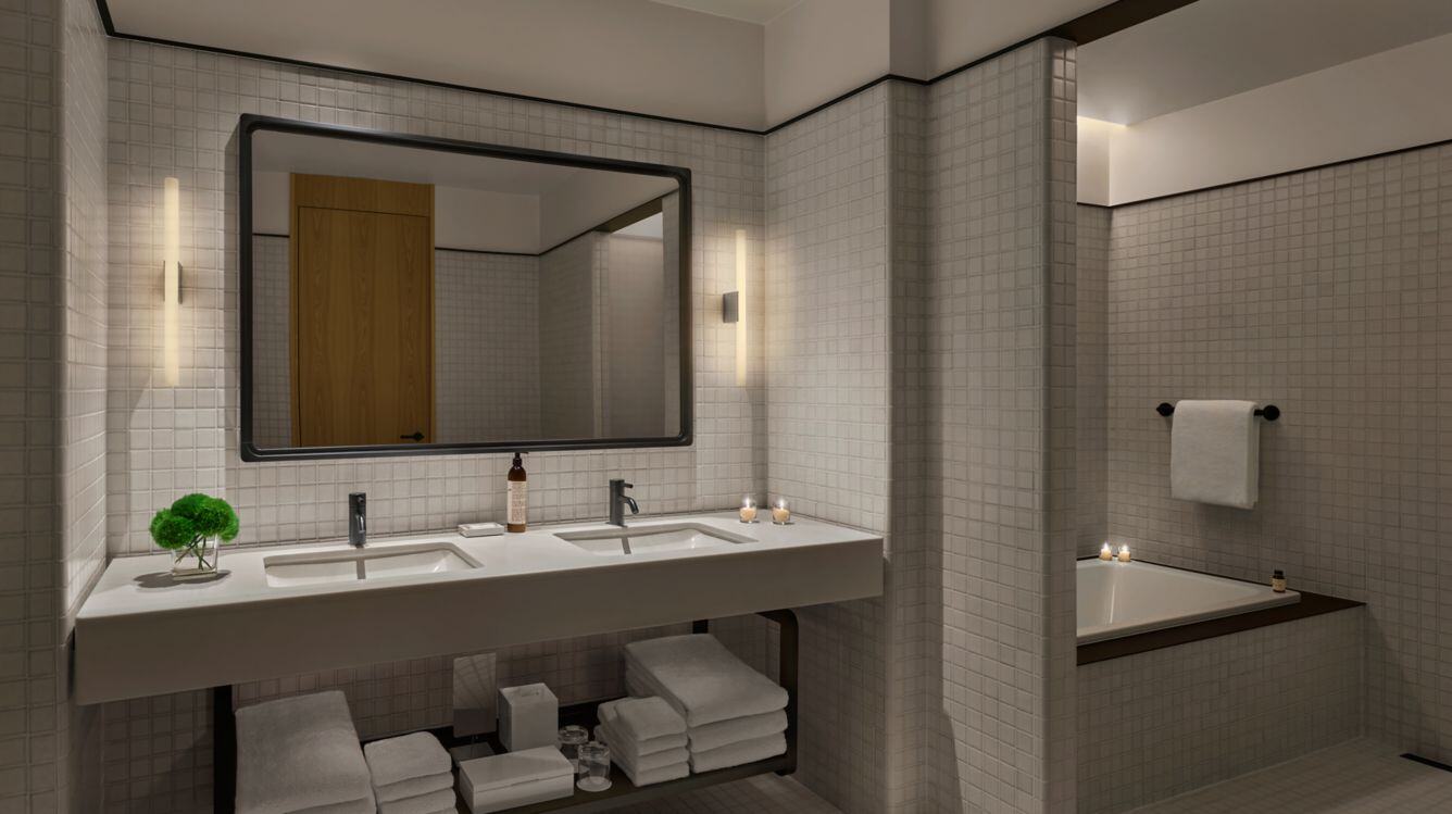 Badezimmer in weiß der Deluxe Suite