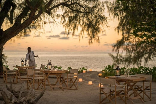 Four Seasons at Desroches Island dinner at the beach