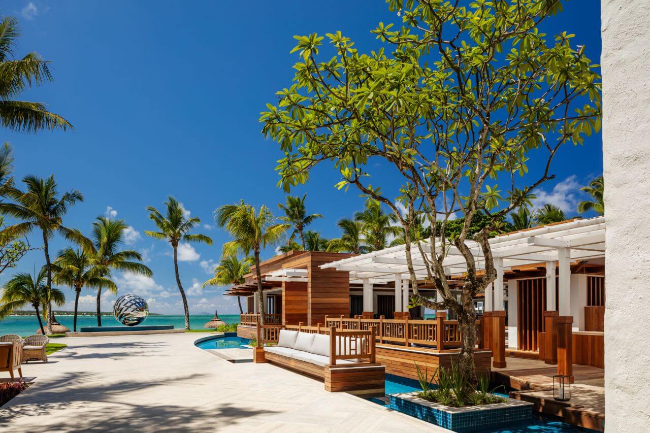 Terrasse vom Luxusresort One&Only Le Saint Géran auf Mauritius.