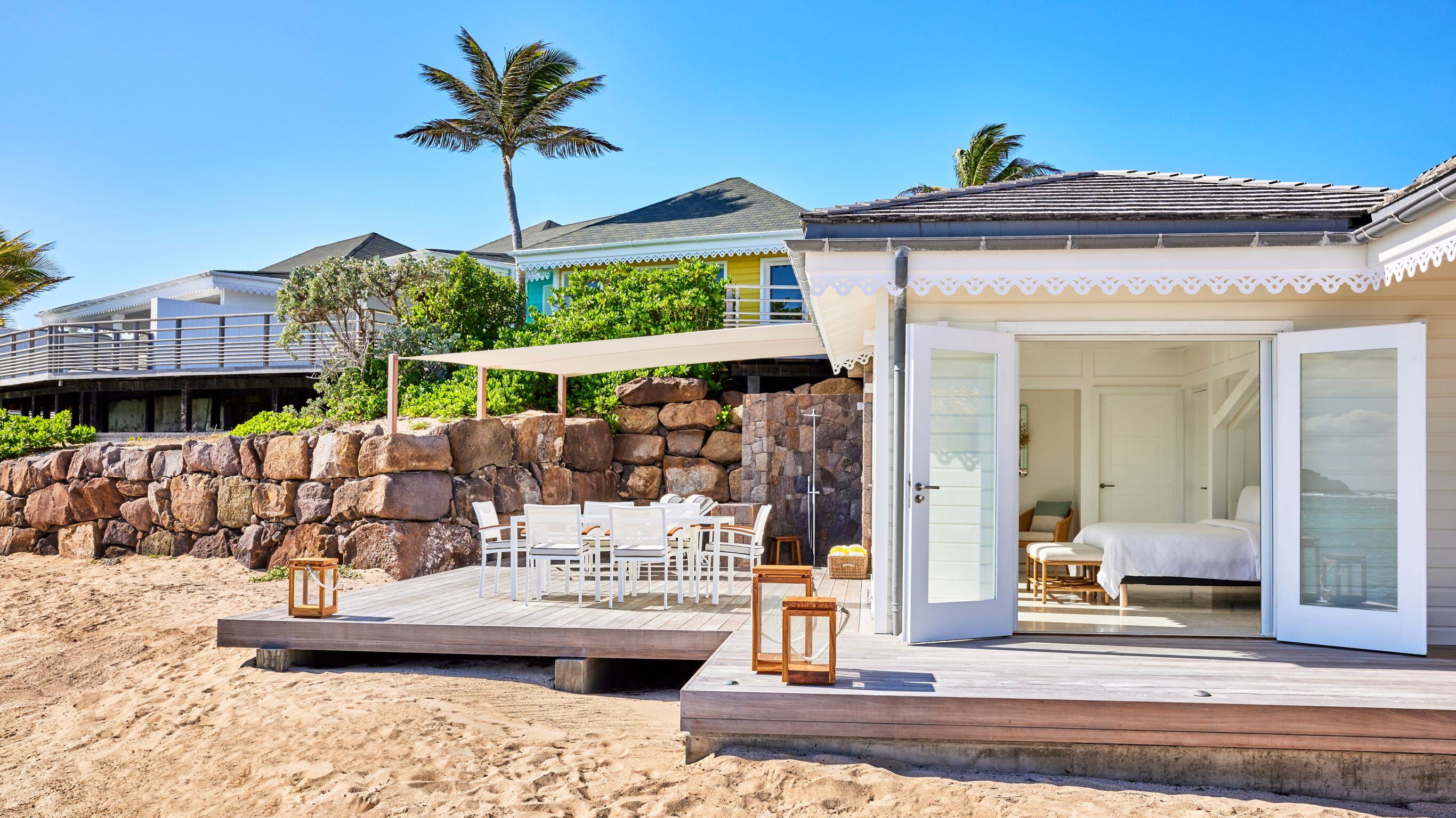 Rosewood Le Guanahani lagoonsuite bedroom exterior 