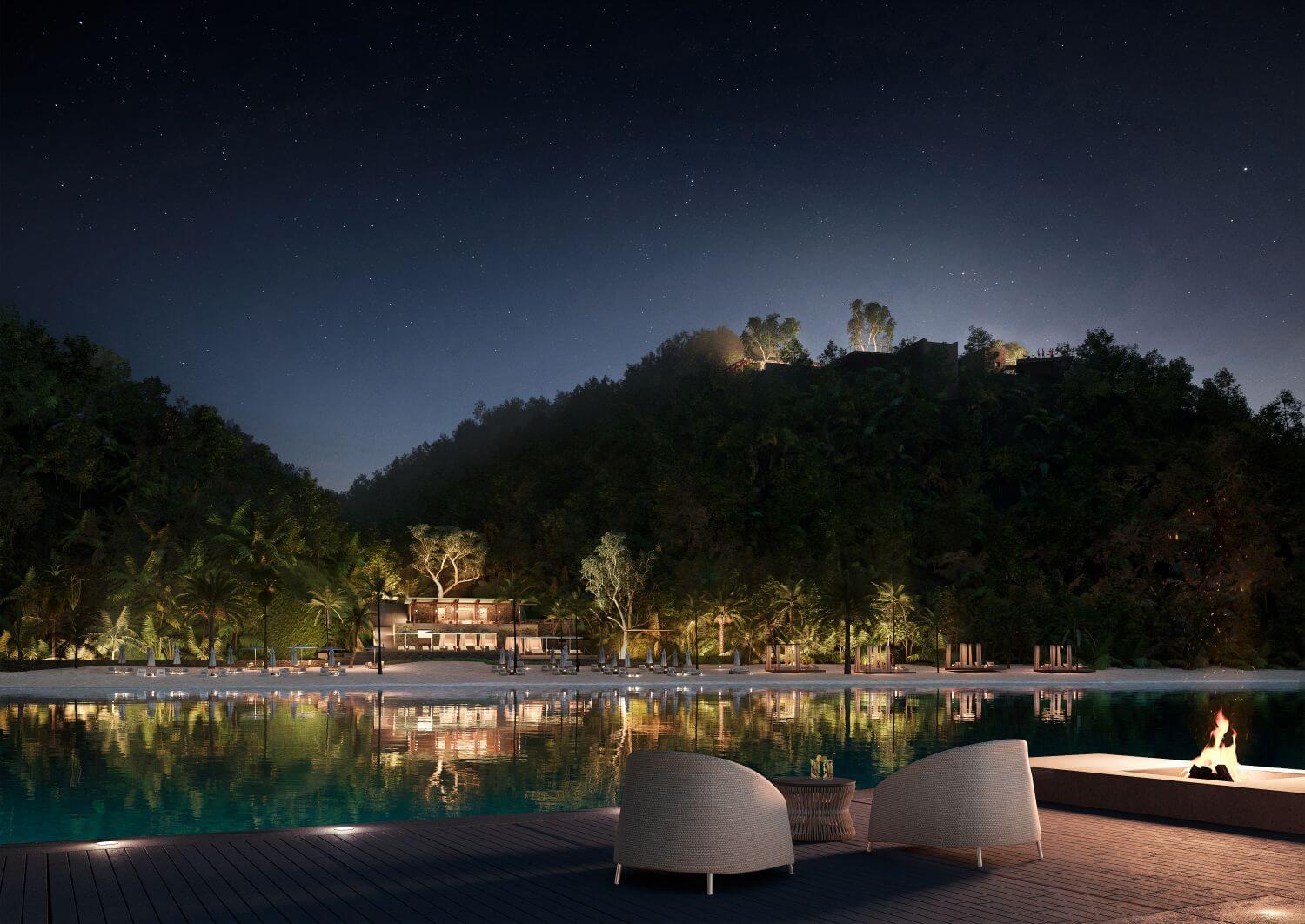 One And Only Mandarina Beach Pool Nacht