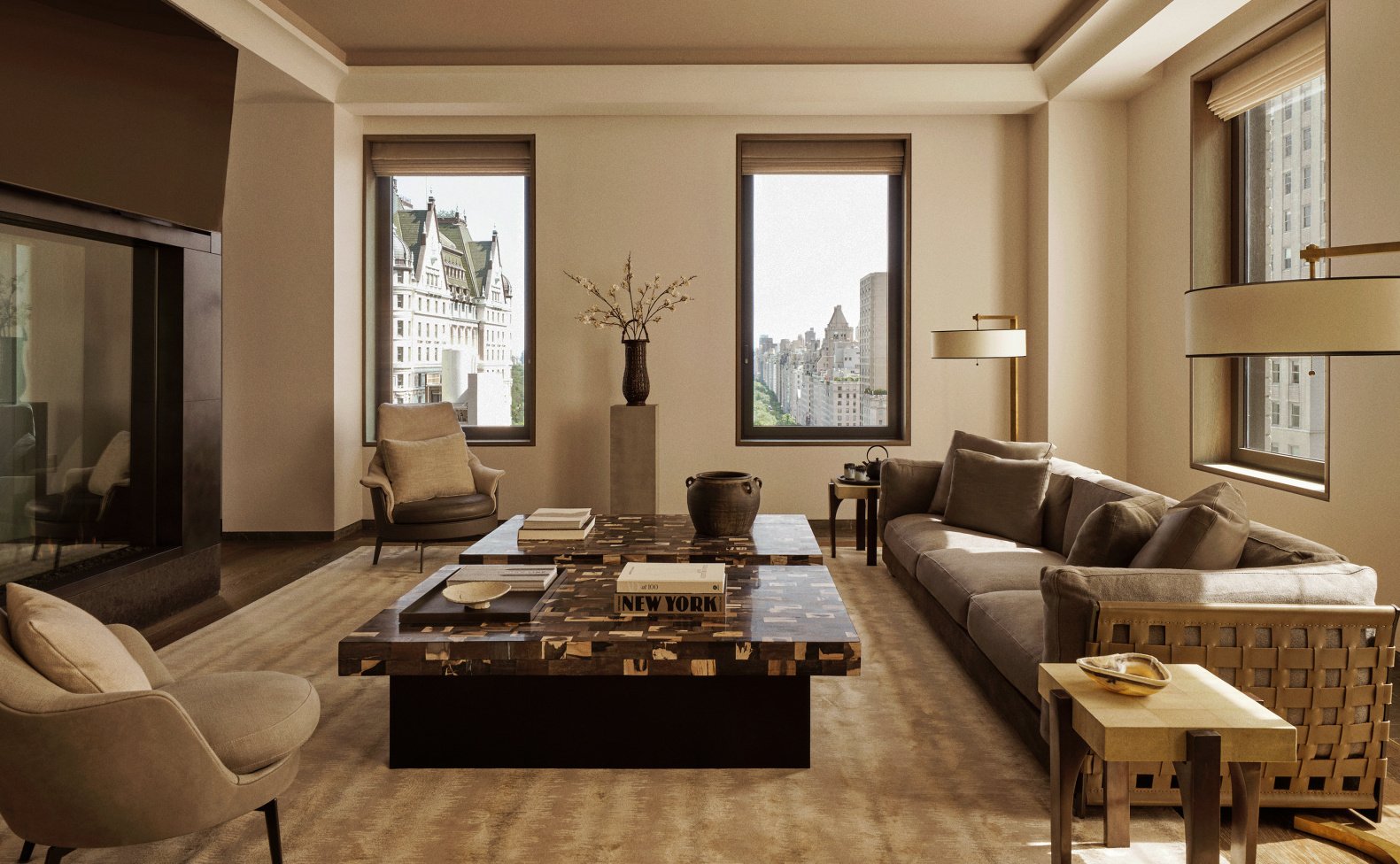 aman new york residences living area