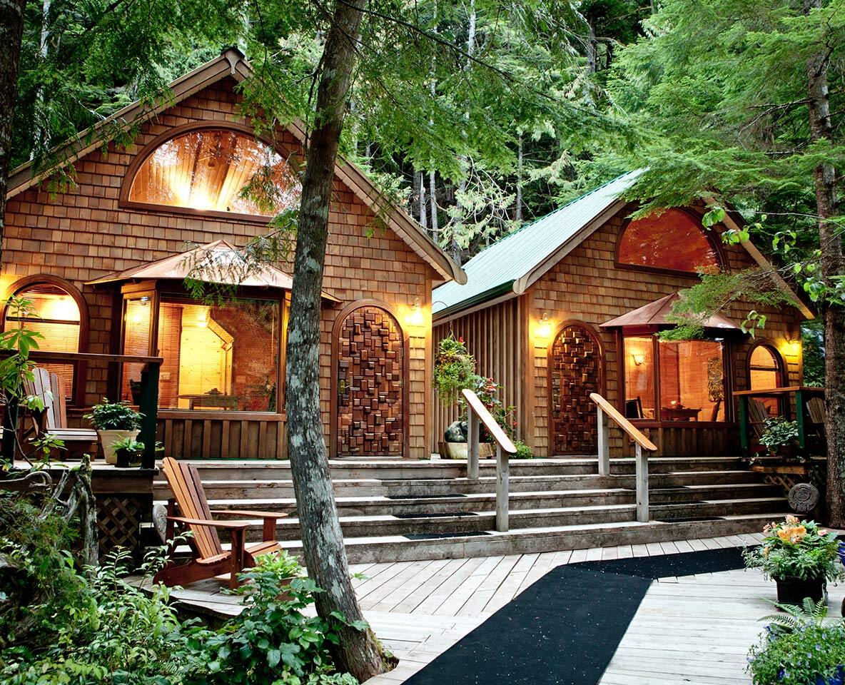 Nimmo bay wilderness resort Außenansicht Holzhäuser